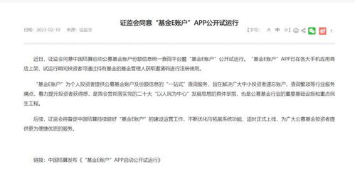 大动作 一个app可以查询名下全部基金,基金e账户今日试运行